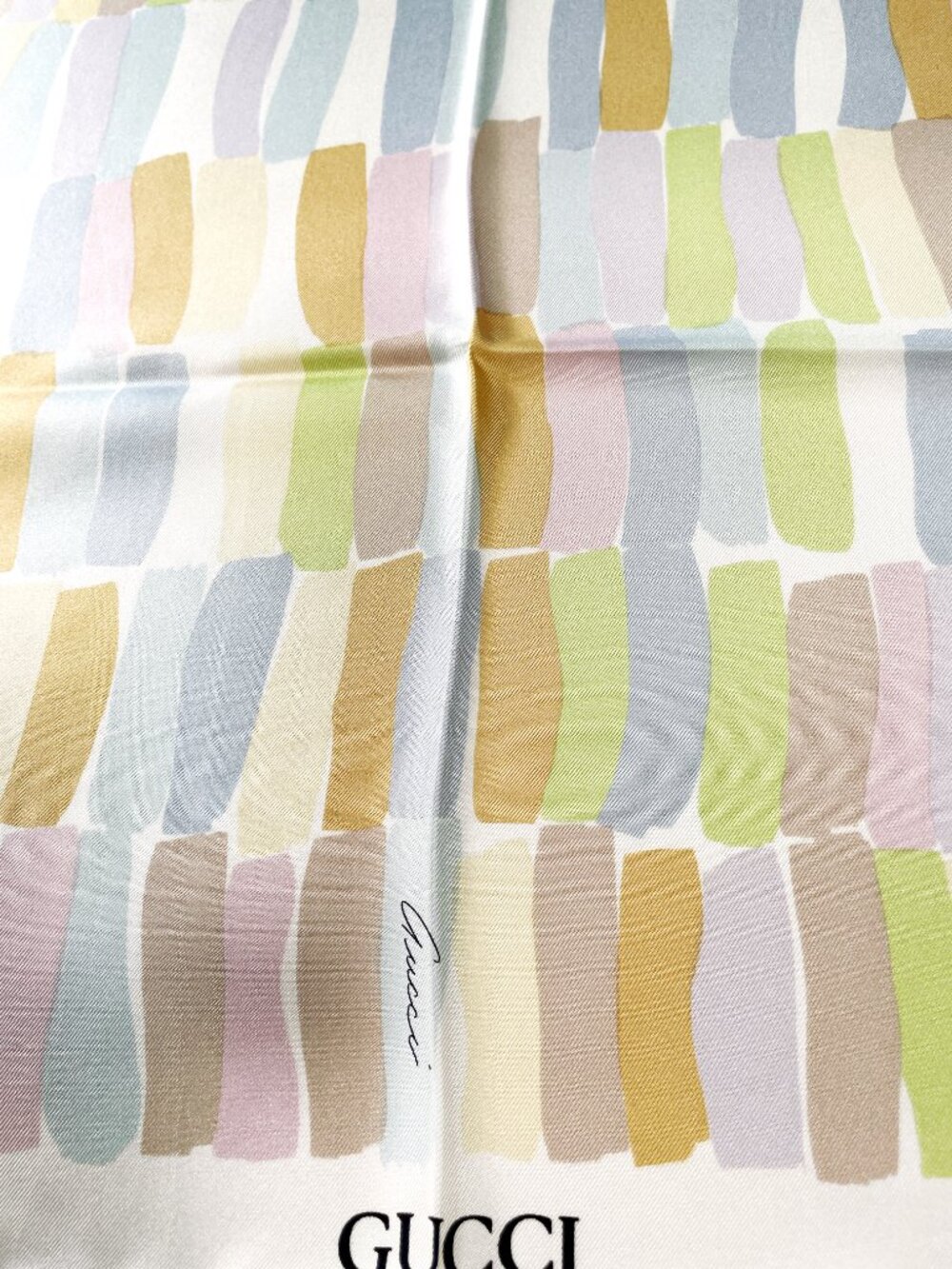 Vintage Gucci Silk Scarf 34” Painterly Stripe Italy Hand Rolled Hem - Picture 8 of 15